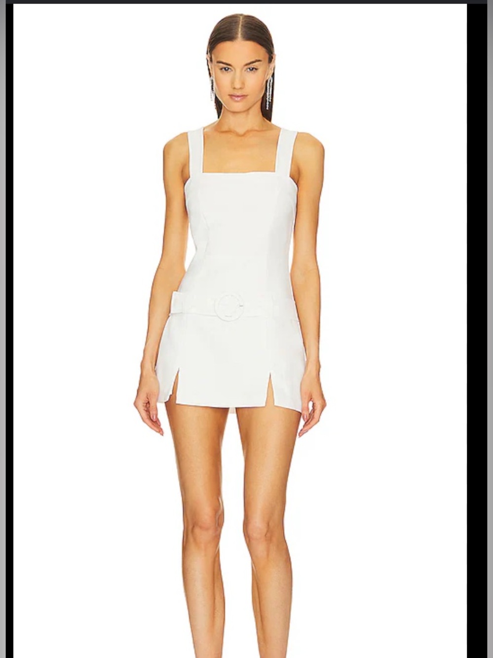 Amanda Uprichard Rossi Romper Dress Ivory with Square Neck and Belt Size M